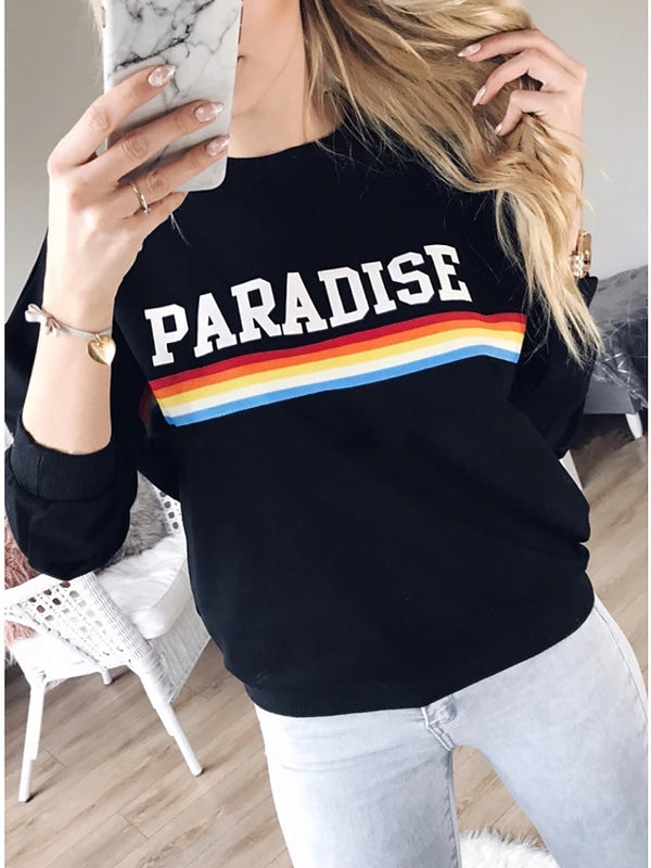 Women's Casual Sweatshirt - Letter Black L